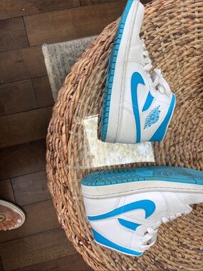 Nike Women’s Mid-Air Jordan Sneakers in White and Blue